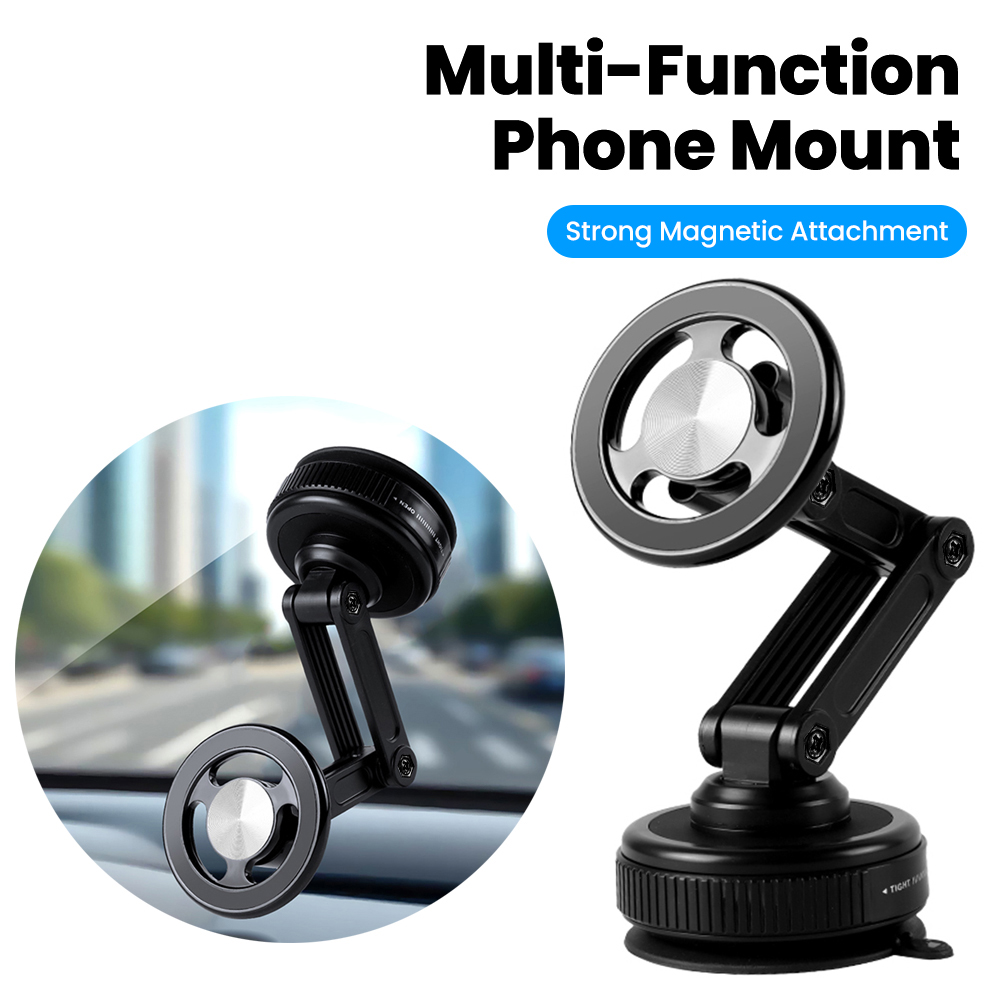 ใหม่ 360° ที่วางโทรศัพท์ในรถยนต์แบบหมุนได้พร้อมถ้วยดูดแม่เหล็กสูญญากาศพับได้แขนปรับได้โทรศัพท์ที่วางแม่เหล็กรถนําทาง จีพีเอส