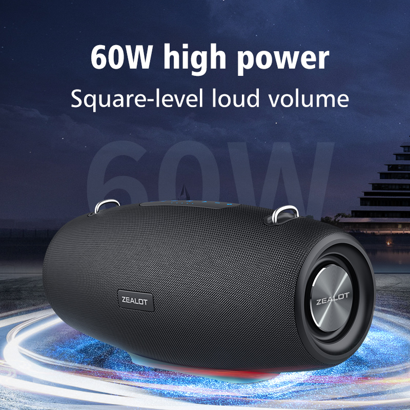 ลําโพงบลูทูธ ZEALOT S67 Sound Box ไร้สายกลางแจ้ง เบสกระหึ่ม 60W แบตเตอรี่ใหญ่ 14400mAh กันกระเด็น เห
