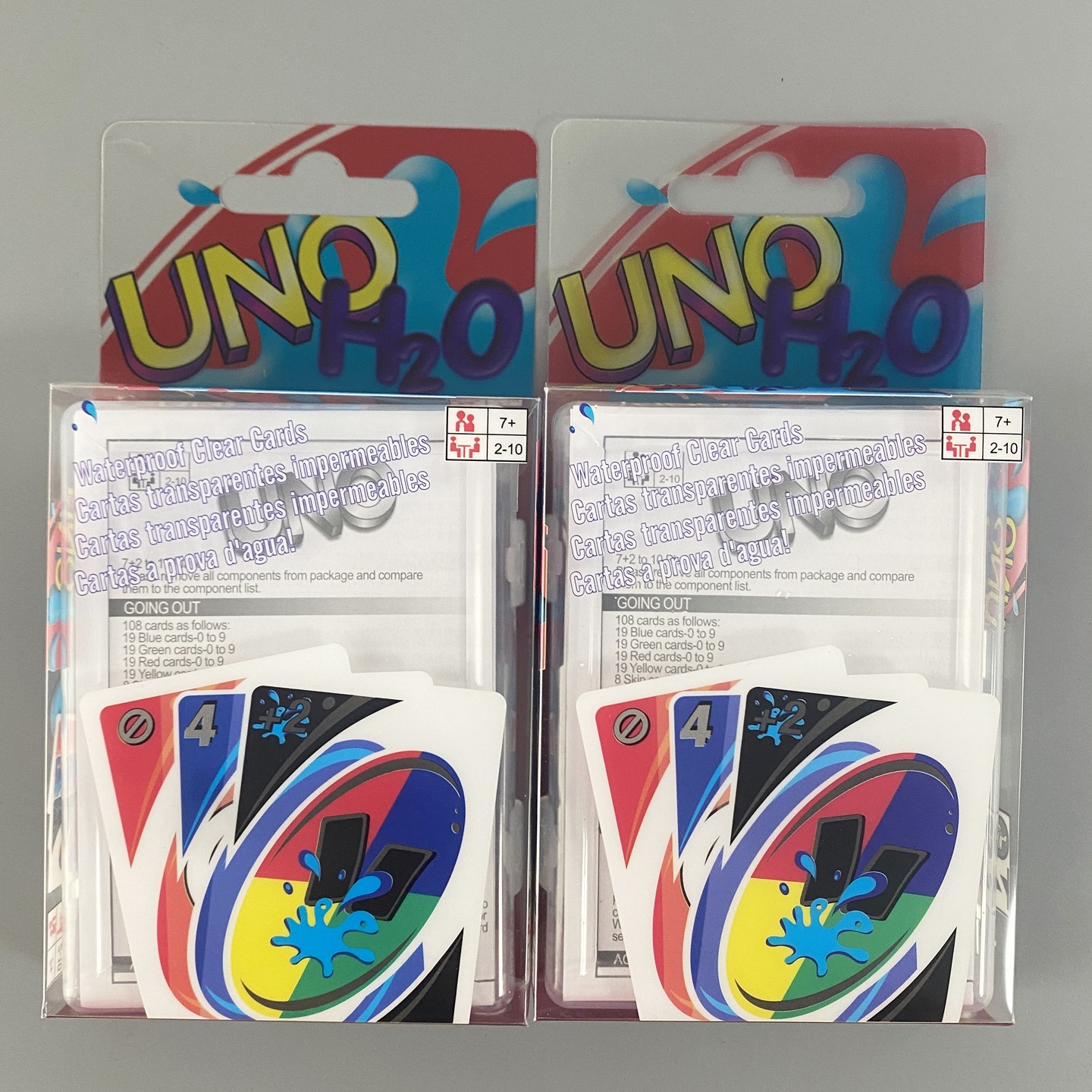 UNO H2O การ์ดเกมใสกันน้ํา PVC พลาสติกเล่นไพ่โปร่งใสความดัน Proof เกมกระดาน Travel Outdoor Pool Party