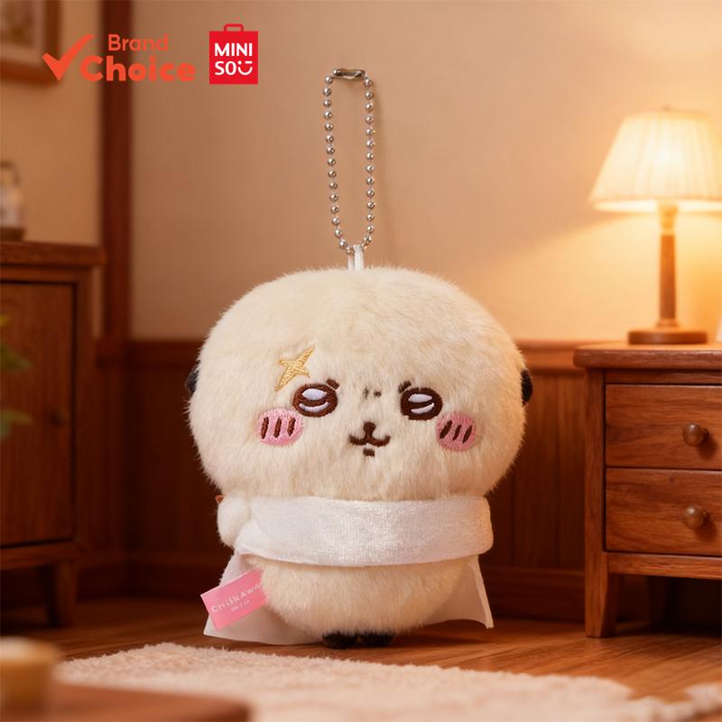 MINISO  พวงกุญแจตุ๊กตา Chiikawa Series - Rakko น่ารัก ขนาด 8.5 ซม. x 4 ซม. x 10 ซม.