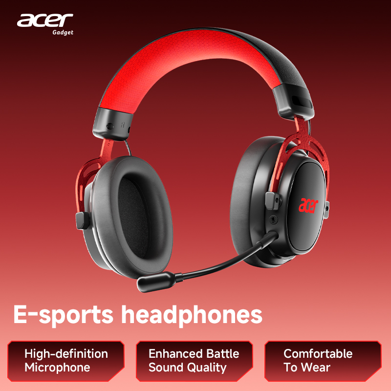 Acer OHR752 หูฟังไร้สายบลูทูธหูฟังแบบครอบหูพร้อมไมโครโฟนเสียงไฮไฟชุดหูฟัง Type-C ชาร์จหูฟังสําหรับเพ