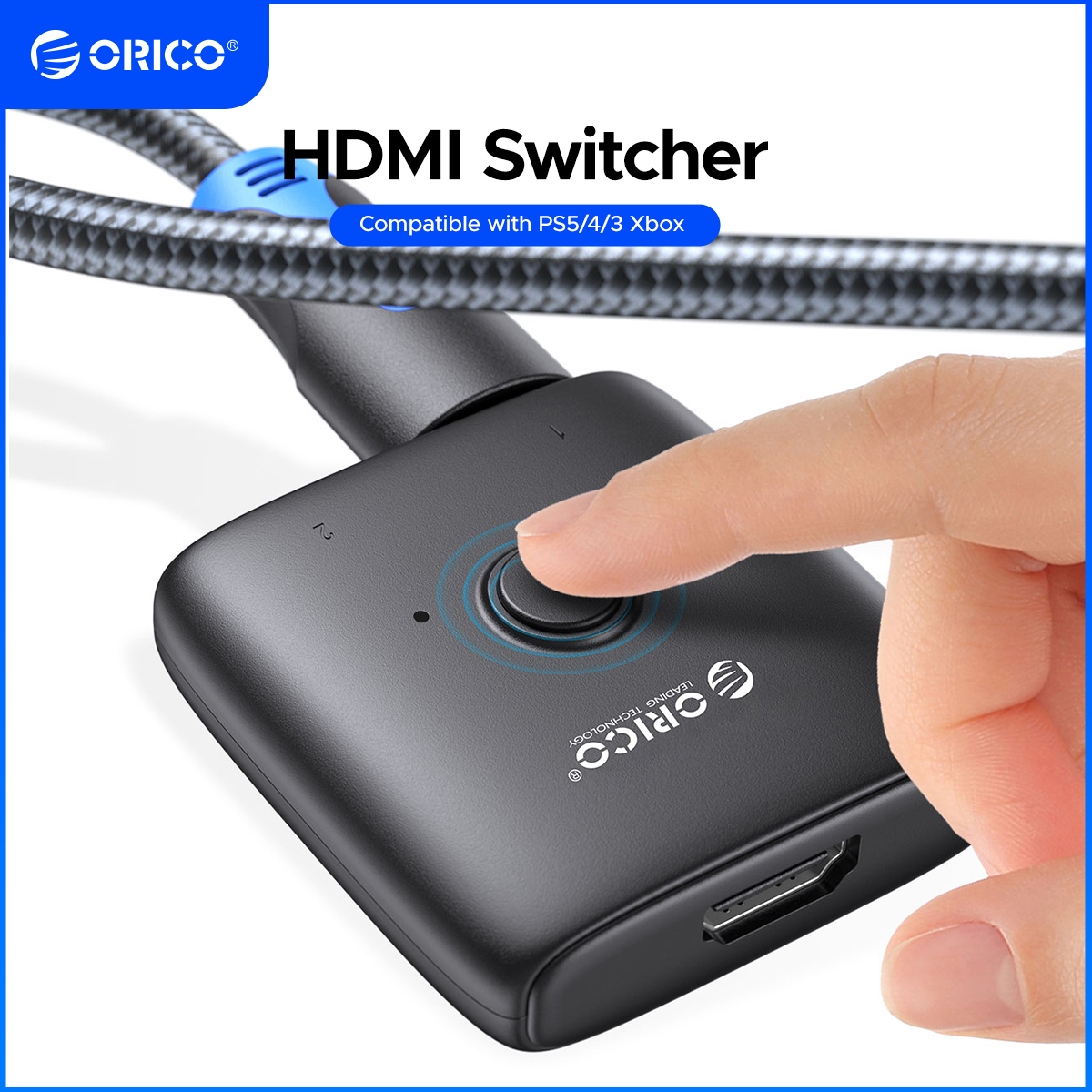 ORICO 4K 60Hz HDMI Switcher 2-In-1-Out Splitter Switch สําหรับ PS5 Xbox Series X PC