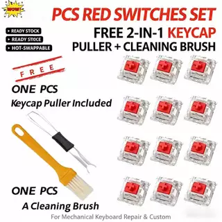 สวิตช์คีย์บอร์ดแบบกลไก 30/50/90 ชิ้นเปลี่ยนพลาสติก DIY Hot-Swappable Cross Stem 3-Pin Tactile Clicking Switches พร้อมตัวดึงปุ่มกดฟรีและแปรงทําความสะอาด