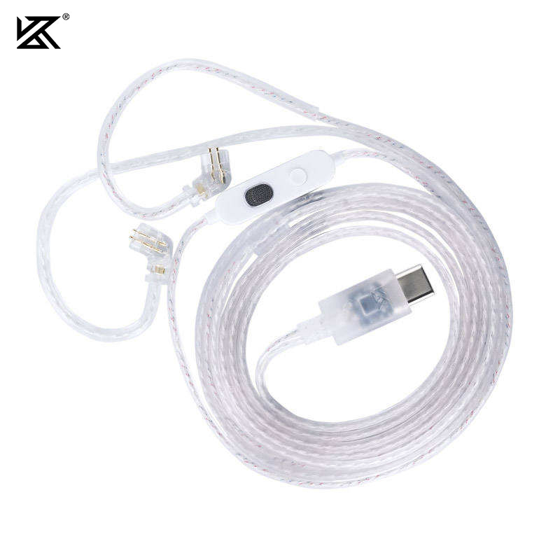 สายเคเบิลอัปเกรดชุบเงินแบบ Type-C 2 ขาพร้อมไมโครโฟนสําหรับ KZ ZS10 Pro/ZSX/ZSN PRO/AS10
