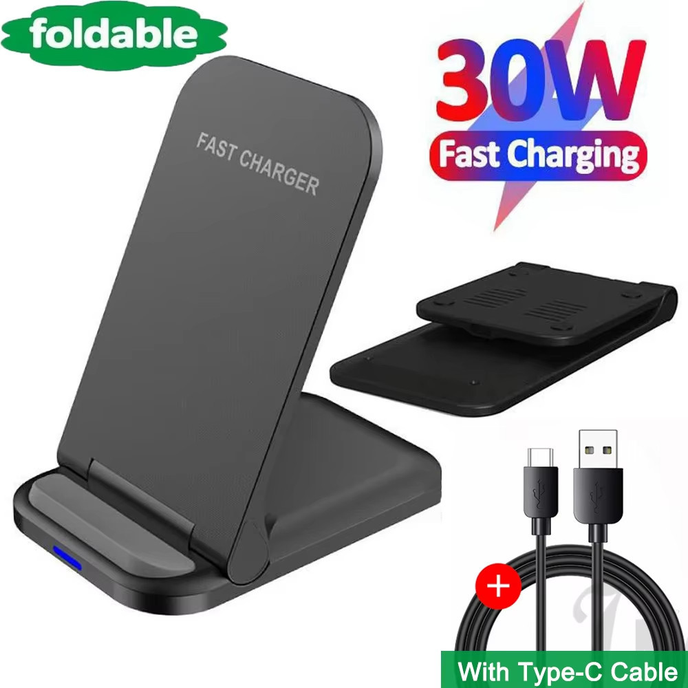 แผ่นชาร์จไร้สายปรับได้ 30W สําหรับโทรศัพท์ 14 13 12 11 Pro X XS Max XR 8 Samsung S22 S21 ชาร์จเร็วแบบเหนี่ยวนํา