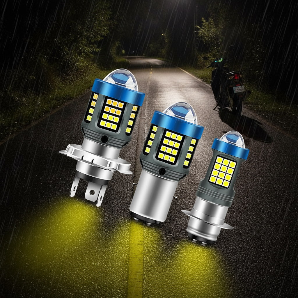 ไฟหน้า LED 66SMD H4 BA20D P15D | 3000LM ไฟสูง/ต่ําสองสี 12V-80V สําหรับสกู๊ตเตอร์ไฟฟ้า