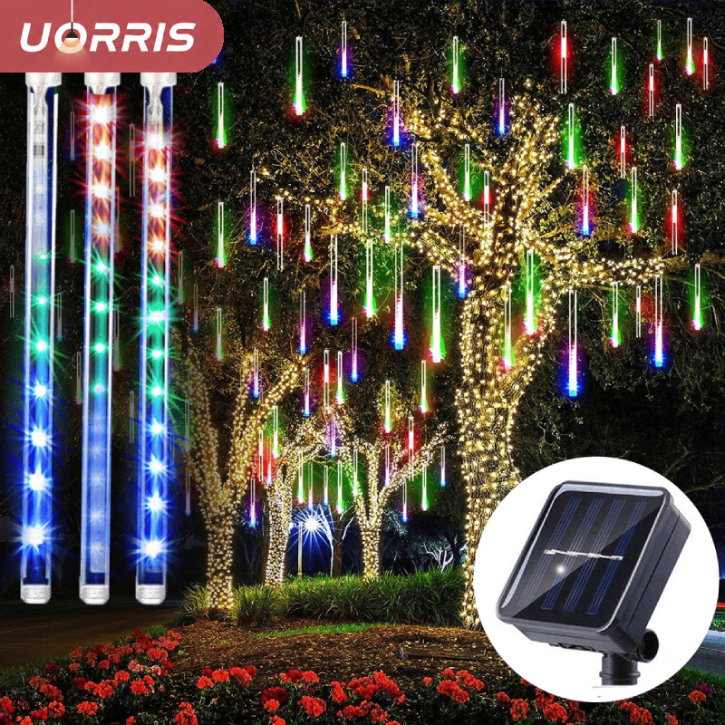 ไฟฝนดาวตกกันน้ําโซลาร์ LED 8 ท่อ
