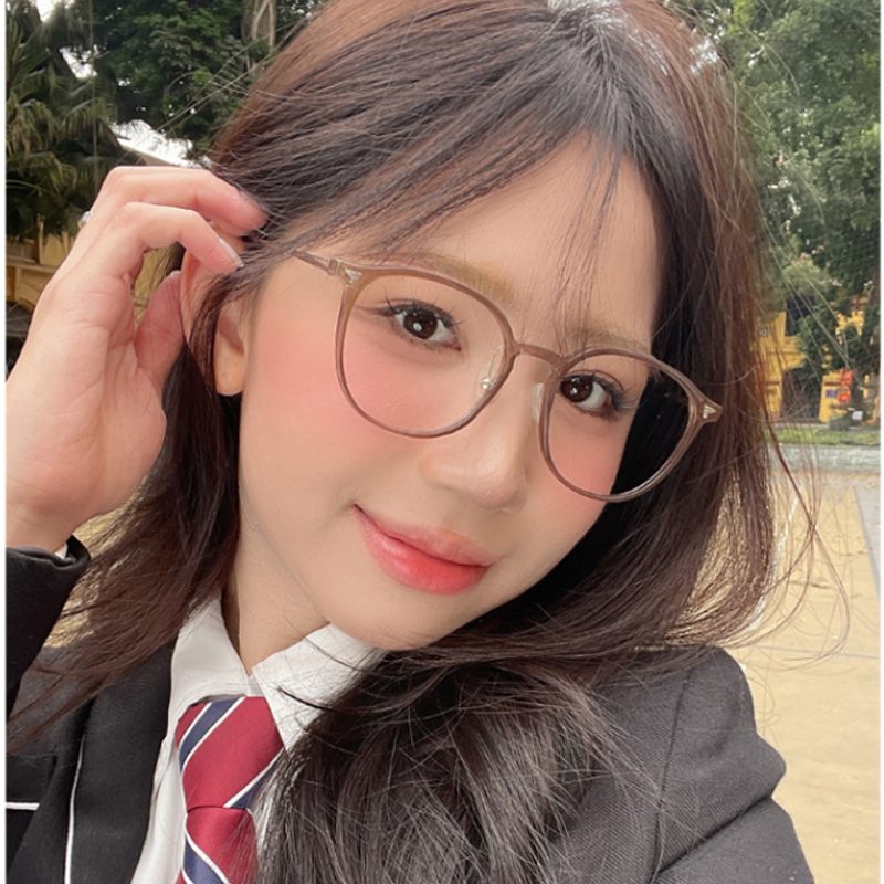 แว่นตาแฟชั่นกรอบวงรี น้ําหนักเบา สไตล์เกาหลี ป้องกันแสงสีฟ้า ไม่มีค่าสายตา - รูปที่ 2