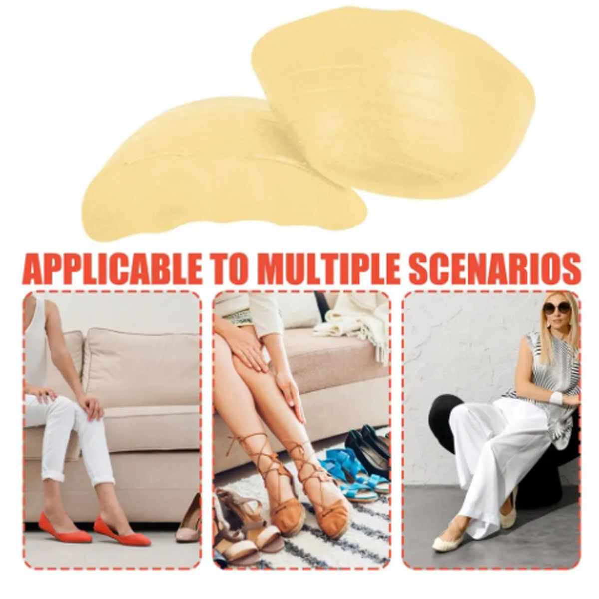 แผ่นรองนิ้วเท้า Forefoot เลื่อนป้องกันการไปข้างหน้า Cuttable Pu Foam Insoles ลดขนาด Soft Toe Protect