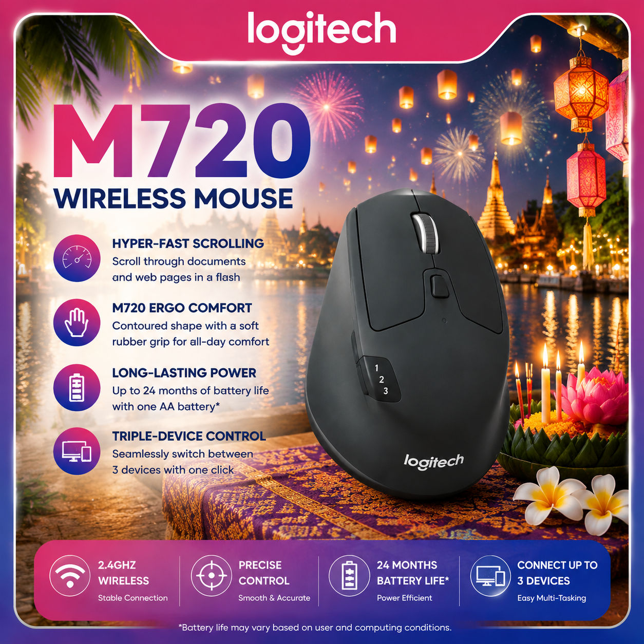 เมาส์บลูทูธ Logitech M720