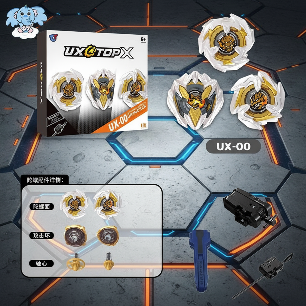 ชุดเริ่มต้นเบย์เบลด Bay X UX-00 Dran Deck พร้อมตัวปล่อย LED และด้ามจับ สําหรับของเล่นเด็กและของขวัญว