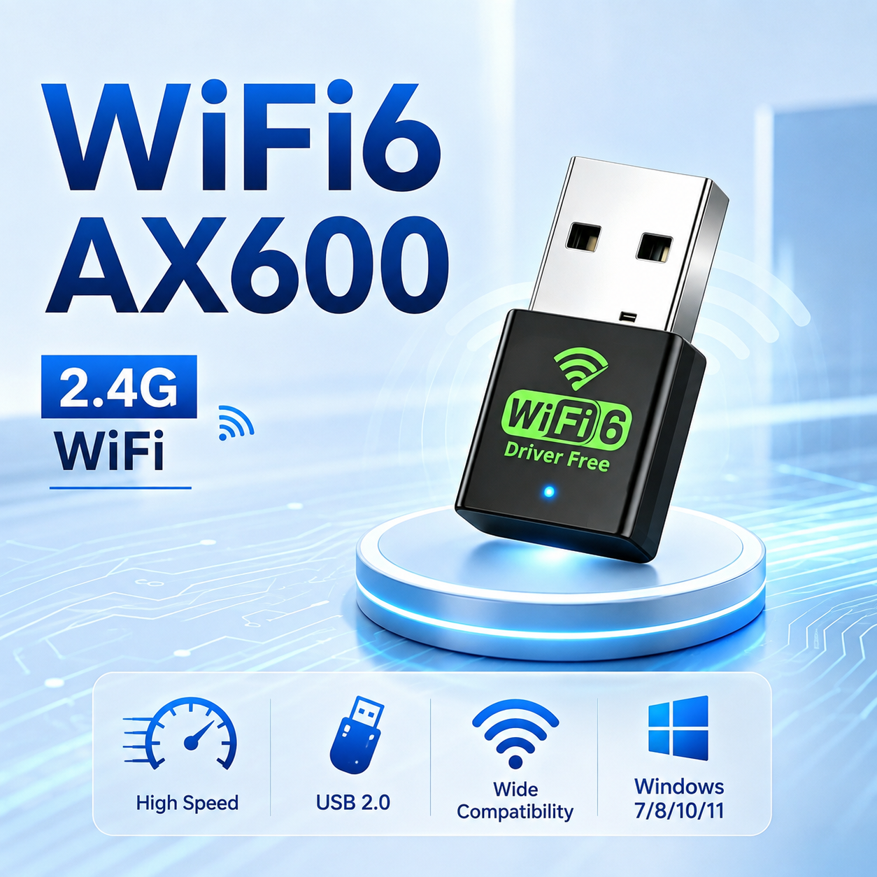 การ์ดเครือข่ายไร้สาย WiFi 6 USB | สาย 2.4ก อะแดปเตอร์เครือข่ายไร้สายสําหรับเดสก์ท็อปและแล็ปท็อปอุปกรณ์เสริมเครือข่ายอิเล็กทรอนิกส์สากล