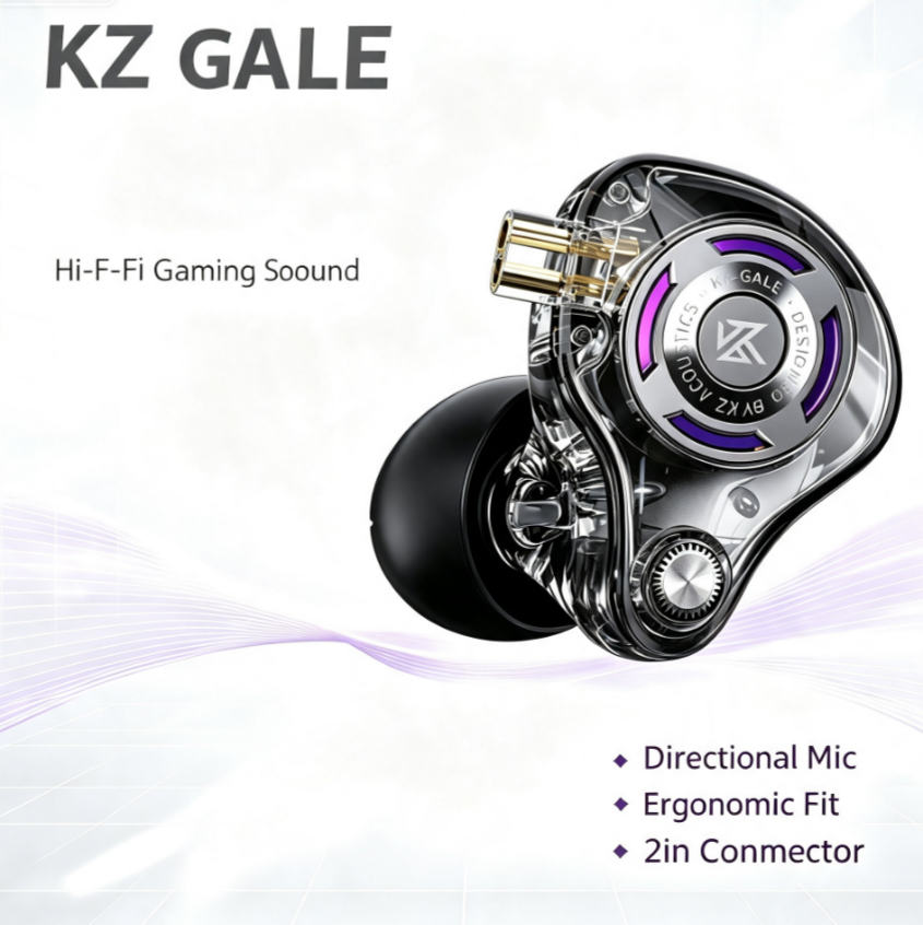 หูฟังเกมมิ่งแบบมีสาย KZ Gale หูฟังสเตอริโอไฮไฟ พร้อมไมโครโฟนคู่ ลดเสียงรบกวน สําหรับเล่นเกมบน PC ดนต