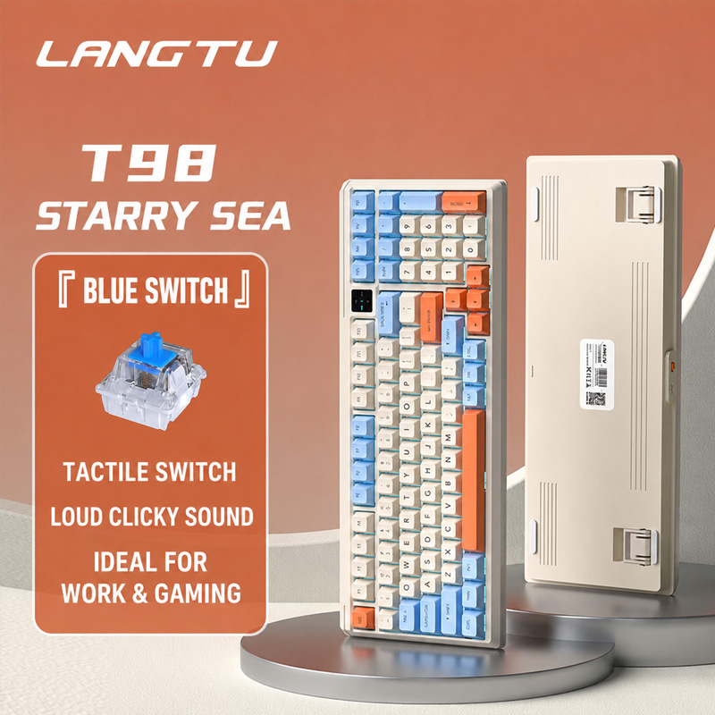 LANGTU T98 คีย์บอร์ดกลไกมีสาย 98 ปุ่ม โครงสร้างแบบ Gasket เปลี่ยนสวิตช์ได้ ไฟ RGB รองรับ PC/แล็ปท็อป