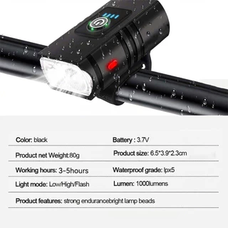 ไฟจักรยานด้านหน้า T6 LED ชาร์จไฟฉายจักรยานจอแสดงผลไฟหน้าขี่จักรยานไฟท้ายสําหรับขี่ขี่ความปลอดภัย