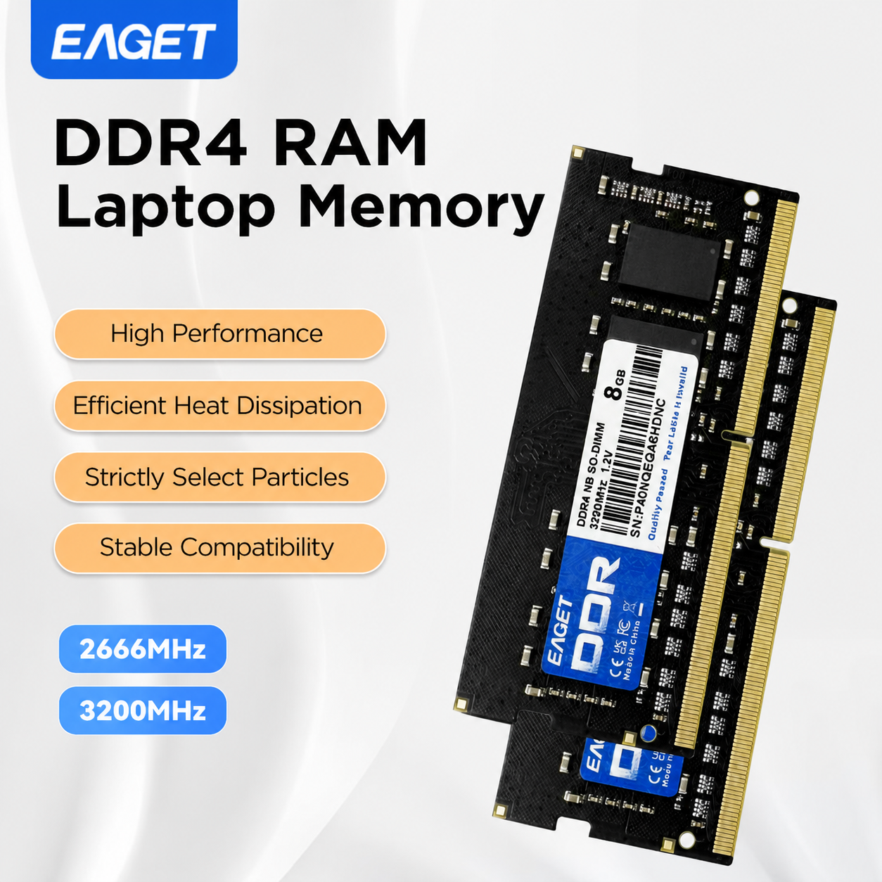 EAGET P40N SO-DIMM แรมโน๊ตบุ๊ค DDR4 (8GB/16GB 2666MHz/3200MHz *2 ชิ้น) โมดูลหน่วยความจําสําหรับโน้ตบ