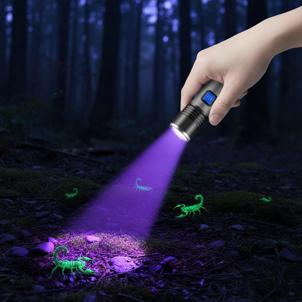 ไฟฉาย UV 395nm ซูมแบล็คไลท์สําหรับตรวจปัสสาวะของสัตว์เลี้ยงและบ่มเรซิน