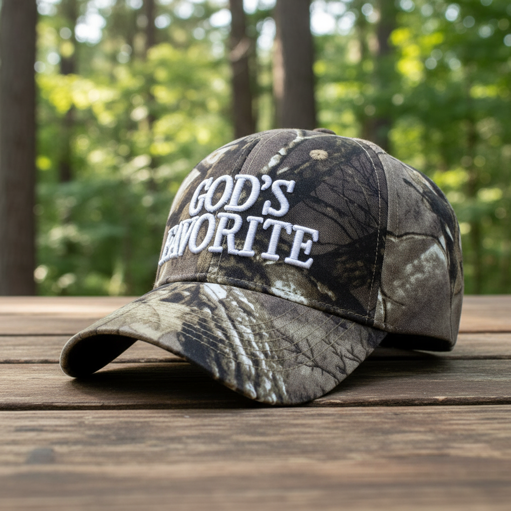 หมวกฮิปฮอป Unisex GOD'S FAVORITE ลายพราง ปรับขนาดได้ สําหรับกิจกรรมกลางแจ้งในฤดูใบไม้ผลิและฤดูใบไม้ร