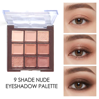 9 สี Glitter Shimmer Eyeshadow Palette ราคาไม่แพงแต่งหน้า Fine Shimmer High Pigment กันน้ํา Earth Tone
