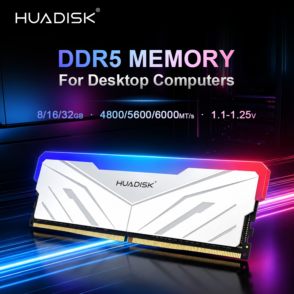 HUADISK แรมหน่วยความจํา DDR5 RGB 4800MHz 5600MHz 6000MHz ประสิทธิภาพสูงสําหรับคอมพิวเตอร์เกมมิ่ง DIY