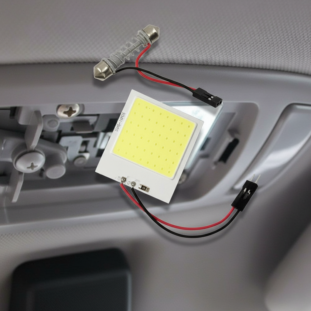 หลอดไฟเพดานรถยนต์ COB LED - อะแดปเตอร์ T10 เหมาะสําหรับหลังคาและห้องโดยสาร