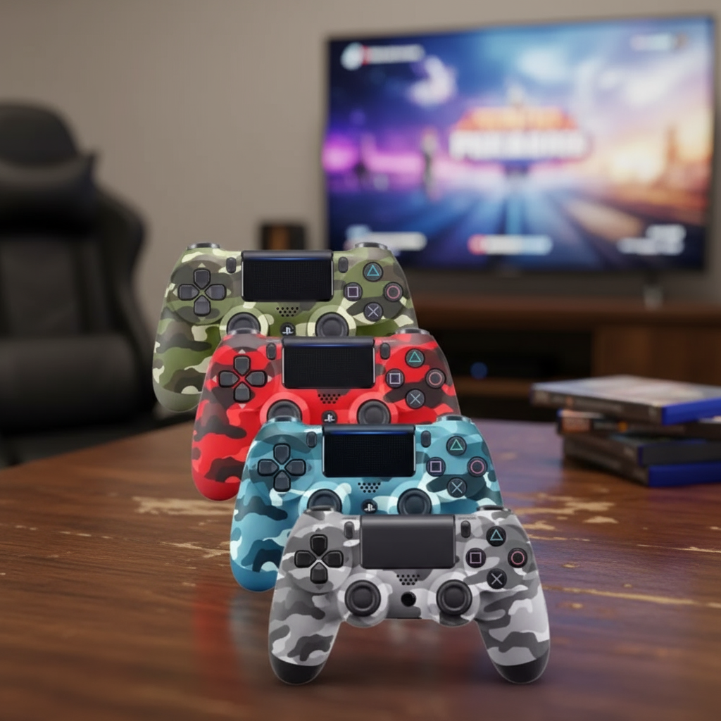 จอยเกมไร้สาย Camo พร้อมจอยสติ๊กและสายชาร์จสําหรับ PS4