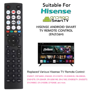 รีโมททีวีอัจฉริยะ Android ของ Hisense ทดแทนได้ ใช้ได้กับ Hisense VIDAA TV รุ่น 40A4KV, 32A4KV, 43A4K
