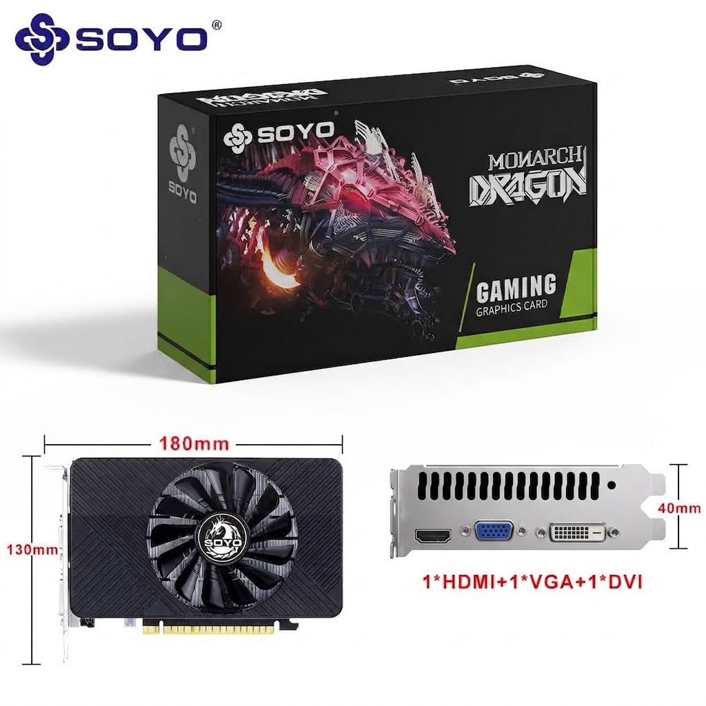 SOYO GeForce GTX750TI 4GB GDDR5 128Bit การ์ดจอเดสก์ท็อปขนาดเล็กแบบ Low Profile, การ์ดจอแยกพลังงานต่ํ