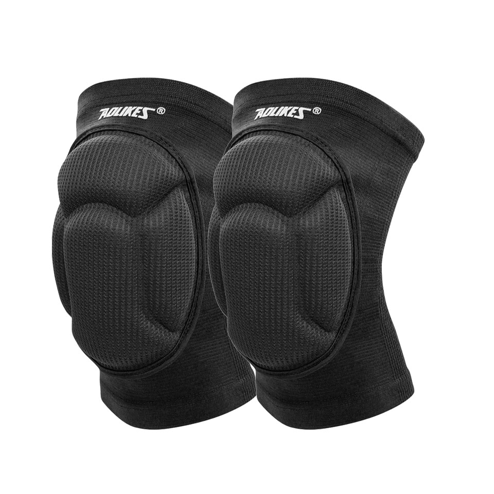 AOLIKES 1 คู่กีฬาฟองน้ําหนาเทนนิส Anti Collision เข่าสนับสนุนรั้งยืดหยุ่น Anti-slip Kneepad