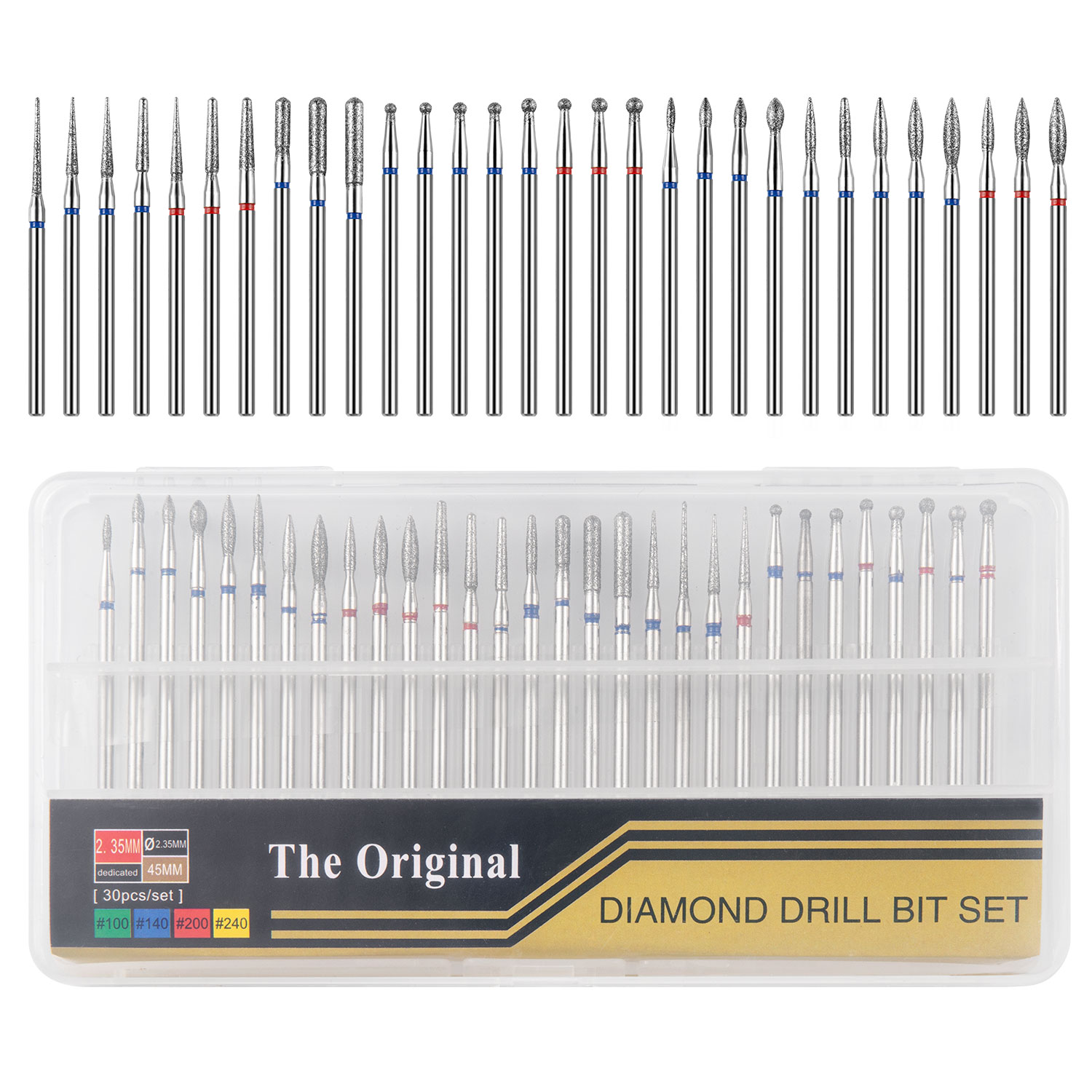 30 ชิ้นรัสเซีย Cuticle Care Diamond Bits 2.35 มม.สําหรับเจาะเล็บไฟฟ้า