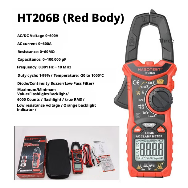ใหม่ HT206B True RMS Clamp Multimeter, Anti-Burn NCV ความถี่ความจุอุณหภูมิ Clamp Meter สําหรับการบํา