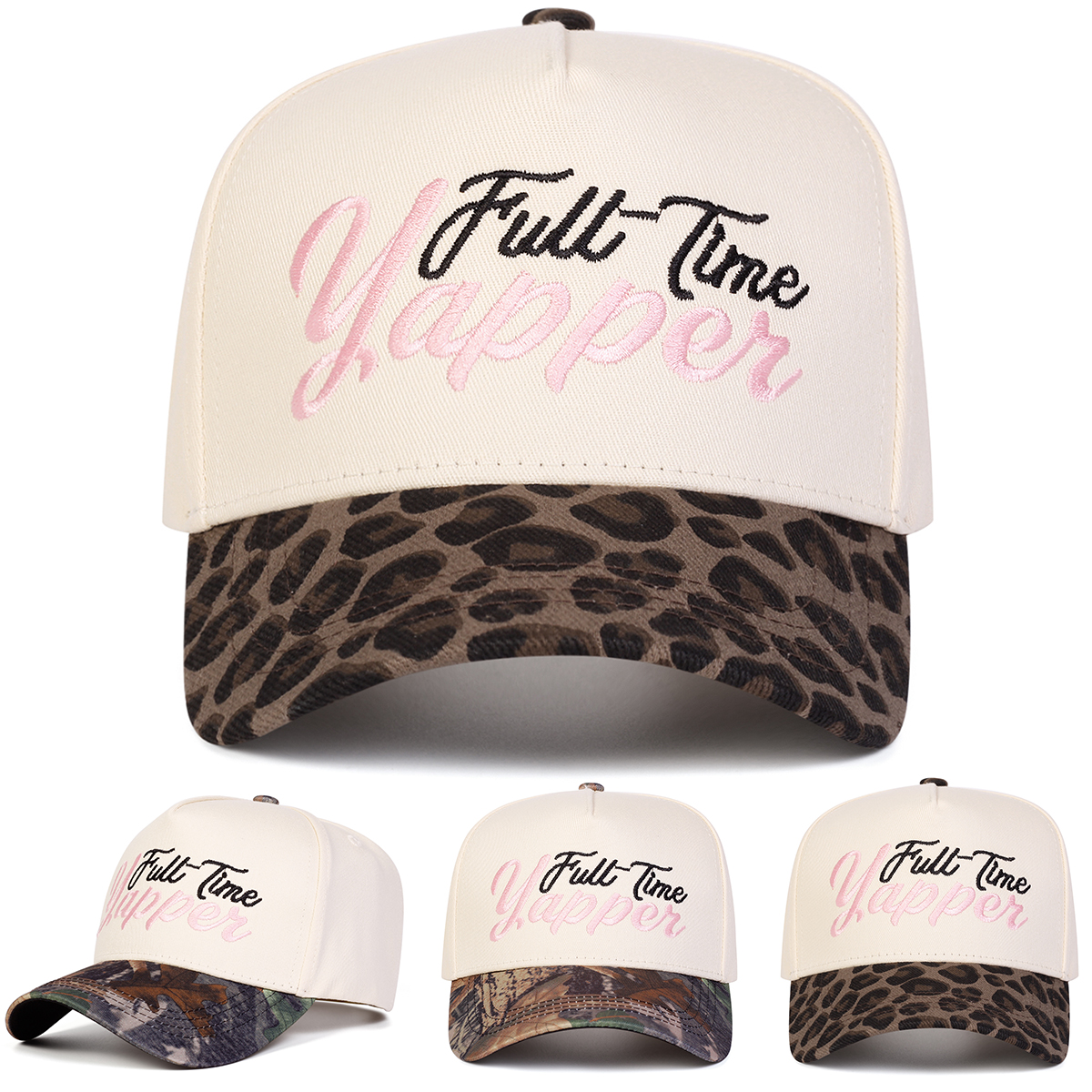 Unisex Full Time Yapper เย็บปักถักร้อยปรับ Hip Hop เบสบอลหมวกหมวกกอล์ฟฤดูใบไม้ผลิฤดูใบไม้ร่วงกีฬากลา