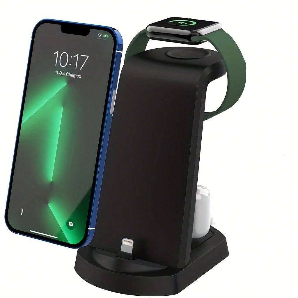 แท่นชาร์จไร้สาย 3-in-1 TIMESS สําหรับ iPhone 14-8 สถานีชาร์จเร็วสําหรับ Apple Watch Series 11 109 8 