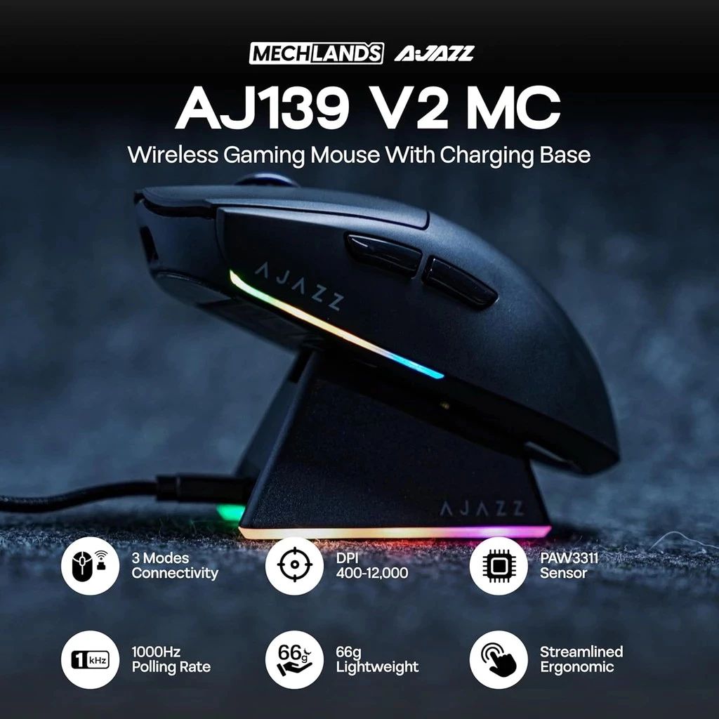 คีย์บอร์ดสําหรับเล่นเกมแบบกลไกขนาดเล็ก Ajazz Aj139 ปุ่มตอบสนอง 22000DPI เชื่อมต่อด้วยสาย USB สําหรับ