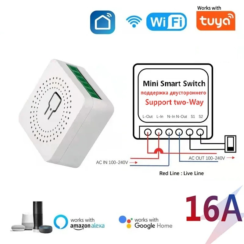 สวิตช์อัจฉริยะ Axus สําหรับ Tuya สมาร์ท WiFi สวิทช์ 16A Mini Breaker การควบคุมไร้สายจับเวลา APP ควบคุมการใช้การเดินทาง