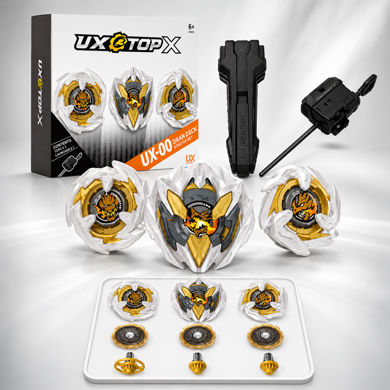 UX-00 Dran Deck Starter ชุด UX-10 Xtreme Launcher LED Grip โลหะ Battle Top ของเล่นสําหรับชายเด็ก