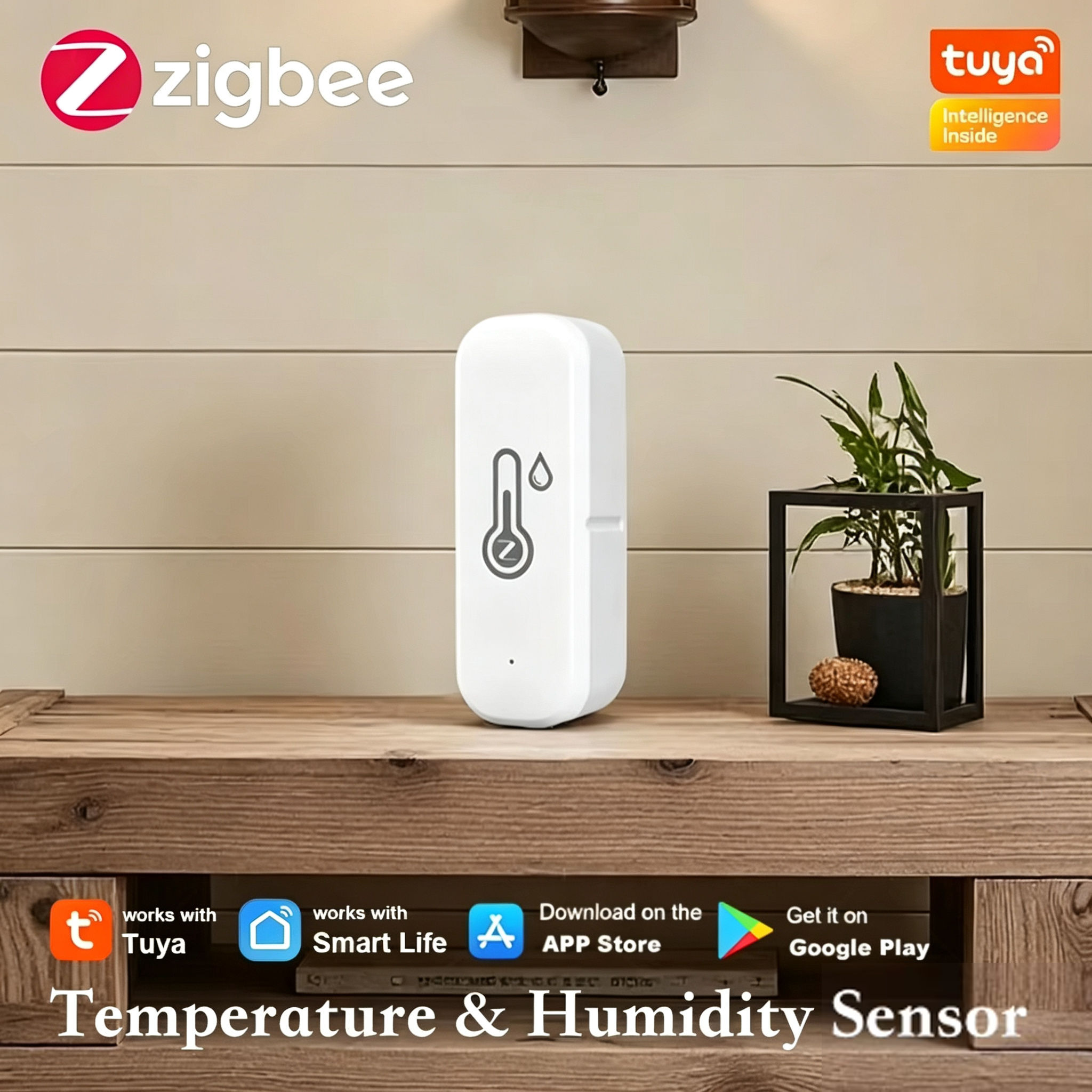Zigbee Tuya สมาร์ทอุณหภูมิความชื้นเซนเซอร์ APP Remote Monitor สําหรับ Smart Home Smart Life ทํางานร่วมกับ Alexa Google Assistant