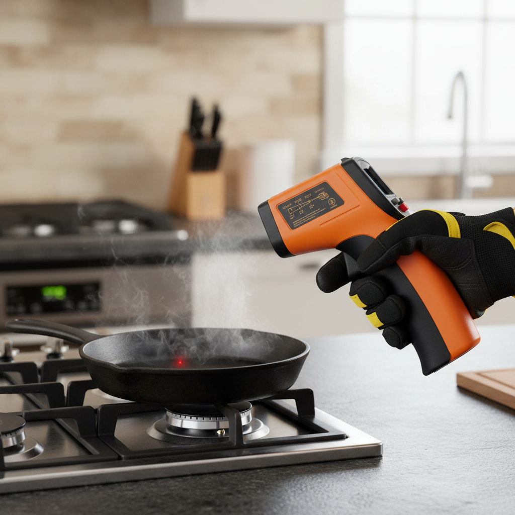 เครื่องวัดอุณหภูมิเลเซอร์ดิจิตอลอินฟราเรดสําหรับทําอาหารและการใช้งานในอุตสาหกรรม -55 ถึง 400°C โดย U