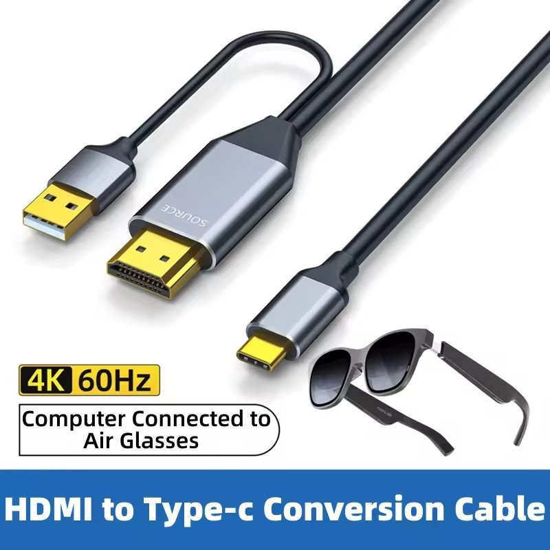 สายแปลง HDMI เป็น USB C 4K@60Hz ความยาว 2 เมตร/6 ฟุต รองรับ PS5, Xbox, Xreal Air/Nreal Air, จอมอนิเต