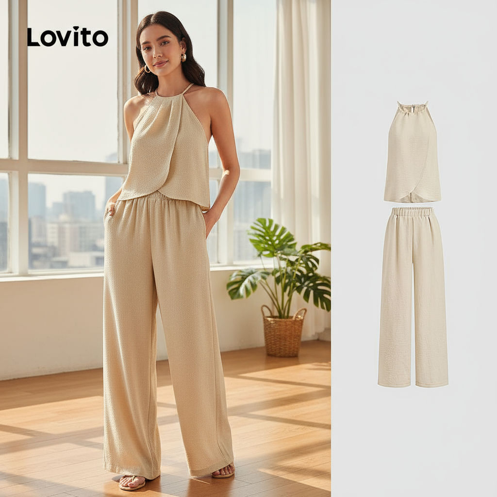 Lovito 春夏女款奢華提花印花襯衫或褲子 L154ED423