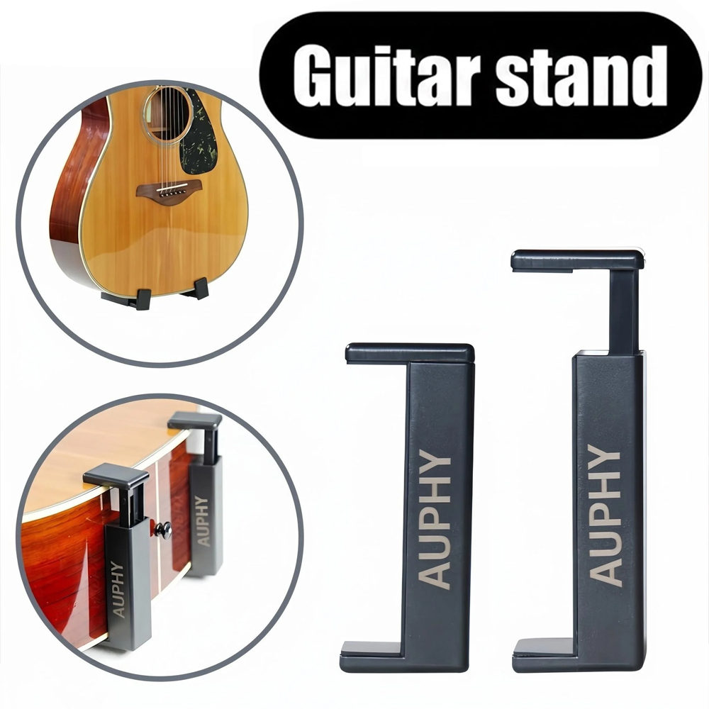 AUPHY SGS 22 กีตาร์แนวนอน Wall Mount 2 ชิ้นอุปกรณ์เสริมกีตาร์ Fit Capo Tuner Strings Pick Transmitter
