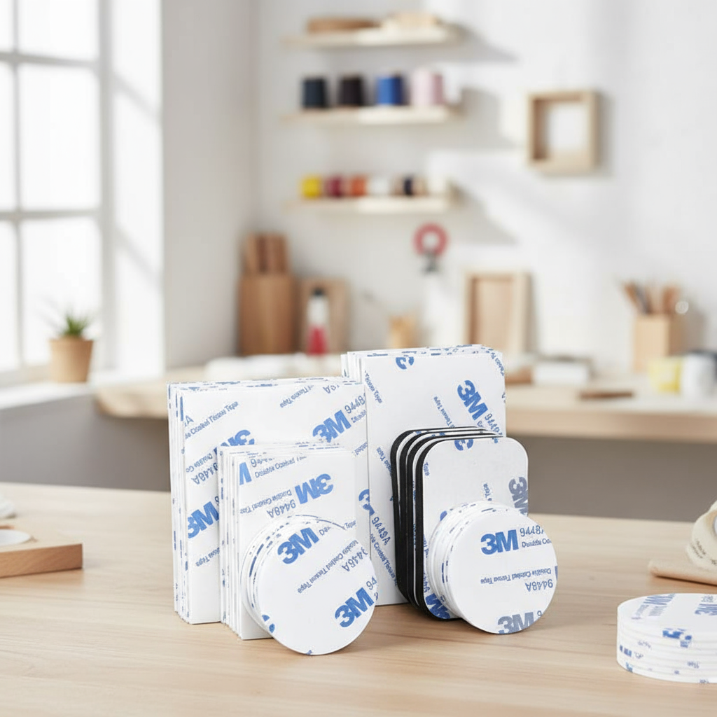 เทปกาวสองหน้าสําหรับงานหนักพร้อมแผ่นกาวโฟมทรงสี่เหลี่ยมและทรงกลม 9448A