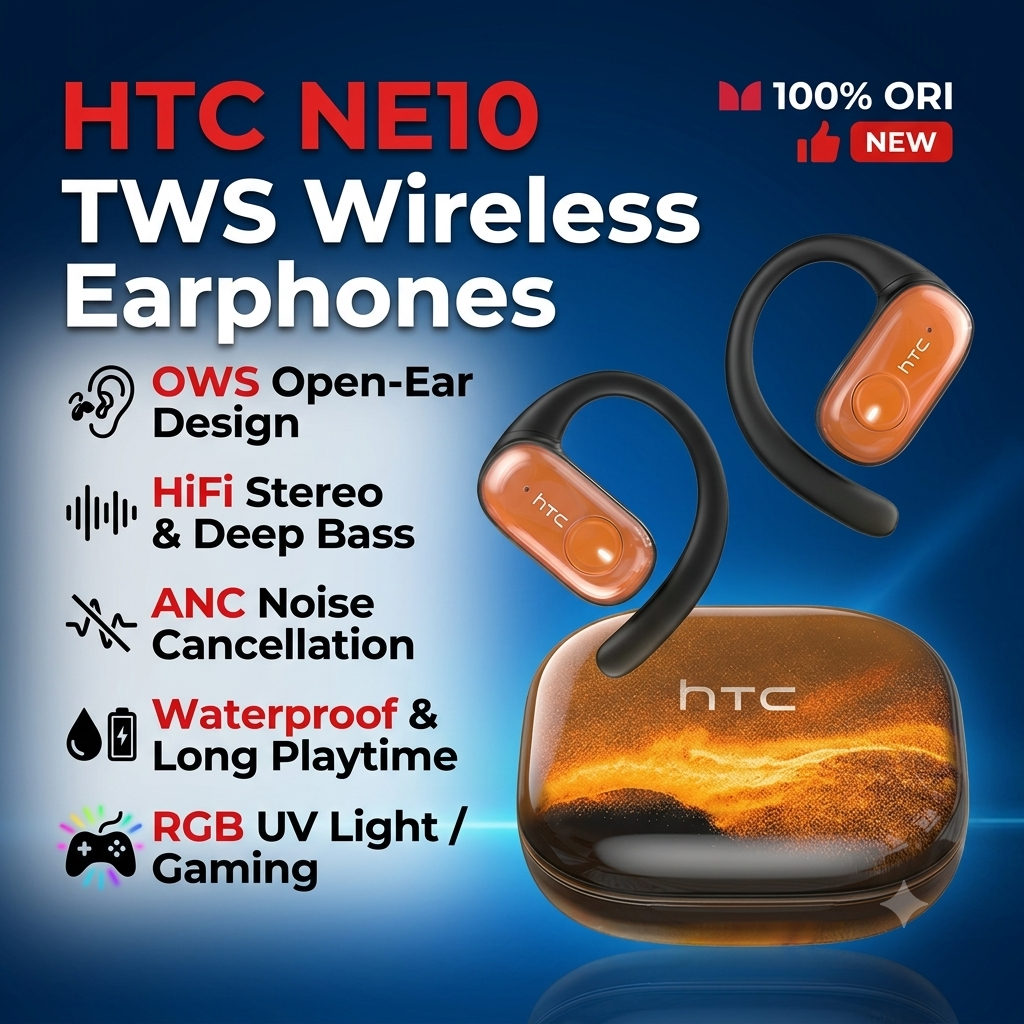 HTC NE10 OWS หูฟังเปิดหู TWS ชุดหูฟังสเตอริโอ HiFi ANC Noise Cancelling กันน้ํา RGB UV Light เวลาเล่