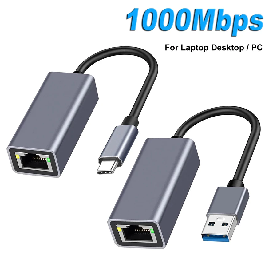 อะแดปเตอร์ USB 3.0 เป็น RJ45 Gigabit Ethernet สําหรับ MacBook, PC, Windows, USB-C Type C
