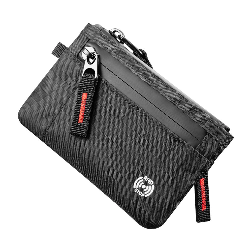 กระเป๋าสตางค์ RFID EDC บางเฉียบสําหรับผู้ชายกันน้ําพร้อมกระเป๋าใส่เหรียญแบบมีซิปและช่องเสียบการ์ดหลายช่อง