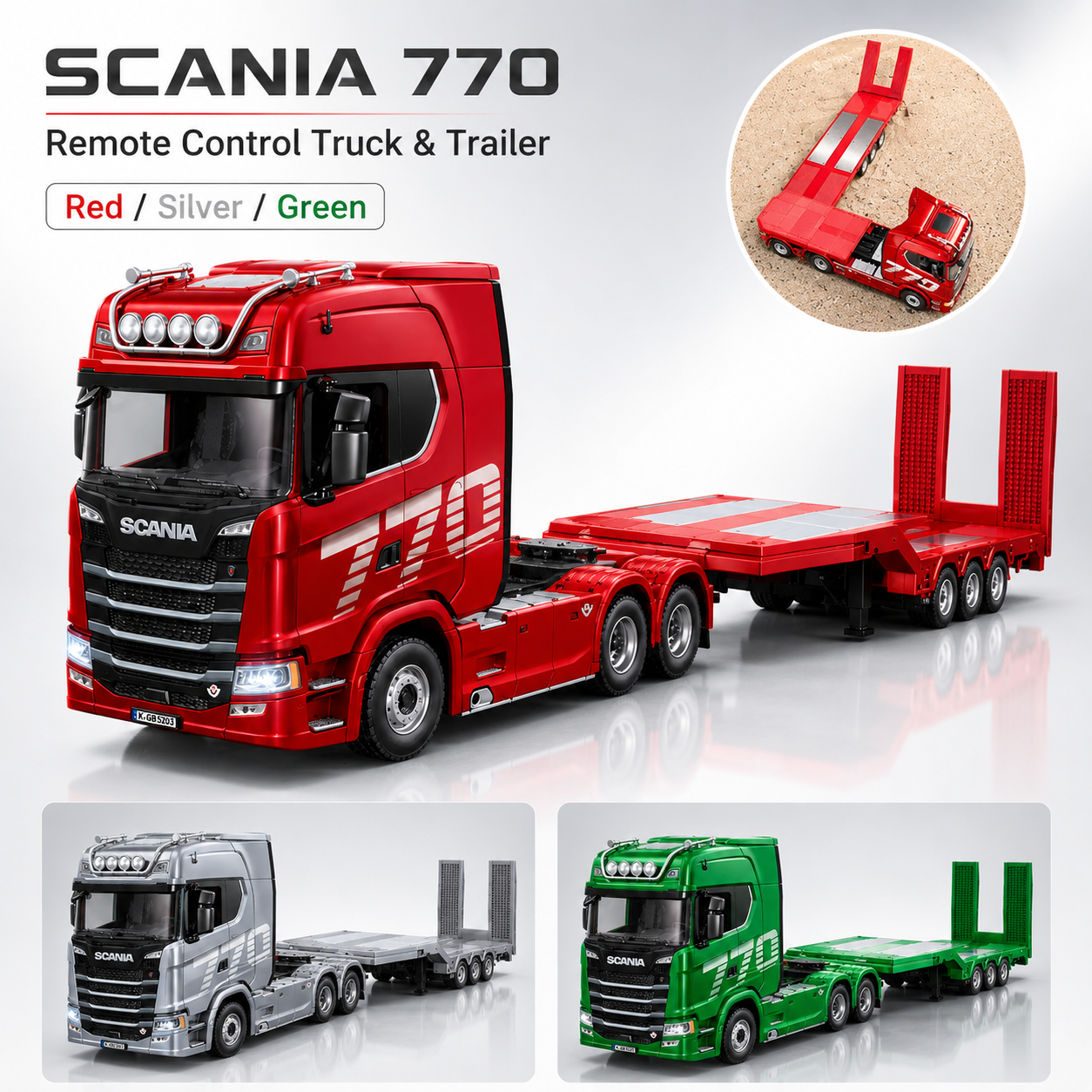 HUINA 1502 รถเทรเลอร์พื้นเรียบบังคับวิทยุ ขนาด 1:18 ของเล่นรถบรรทุกขนส่งวิศวกรรมโมเดล