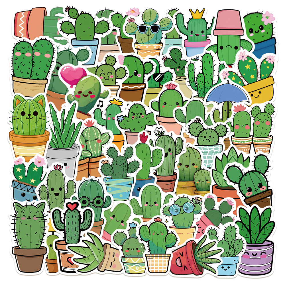 Cactus Stickers Aesthetic Cute Stickers Laptop Stickers Phone Stickers 50Pcs Waterproof Stickers for