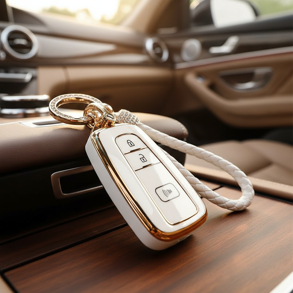 เคสกุญแจรีโมทรถยนต์ TPU แบบนุ่มสําหรับ Toyota พร้อมพวงกุญแจ ป้องกันรอบด้าน ใช้ได้กับ RAV4 Camry Aval