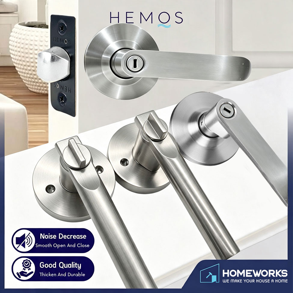 Tubular Lever ล็อคประตู HM-5210 ปรับ Latch เงินสีดําสีเทา Home Security ชุด