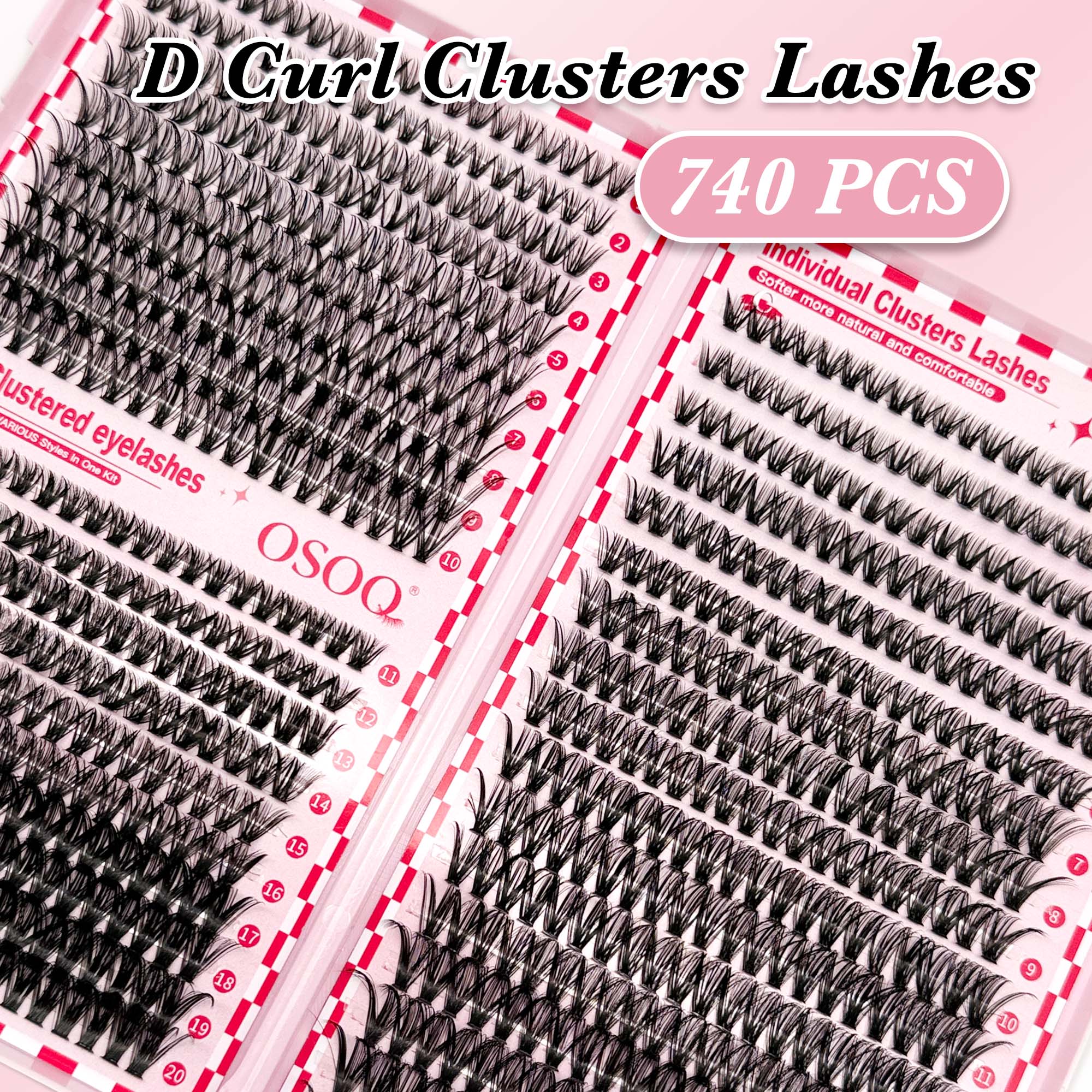 ความจุขนาดใหญ่ 740 Clusters Segment Lash Book 30D 40D 50D ผสม Diy เริ่มต้น Soft Fluffy ธรรมชาติ